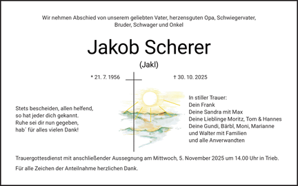 Wir nehmen Abschied von unserem geliebten Vater