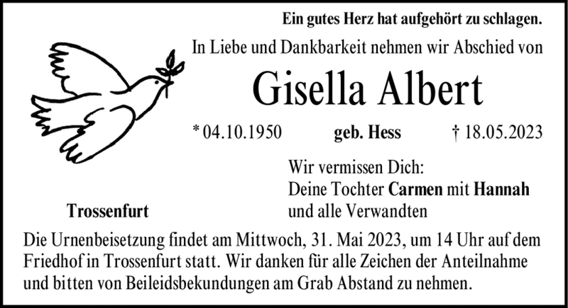 Ein gutes Herz hat aufgehört zu schlagen