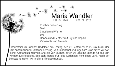 Maria Wandler * 28. 04