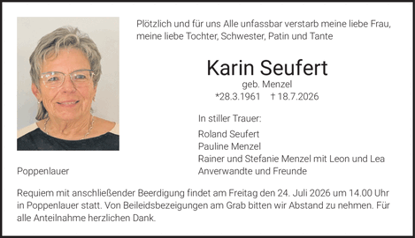 Pl&ouml;tzlich und f&uuml;r uns Alle unfassbar verstarb meine liebe Frau