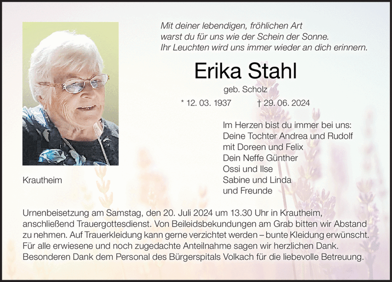 Mit deiner lebendigen, fröhlichen Art warst du für uns wie der Schein