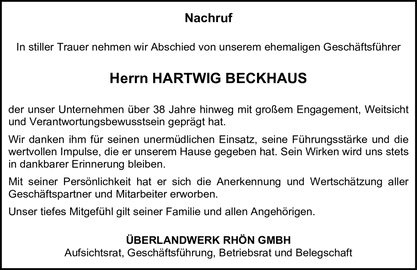 Nachruf In stiller Trauer nehmen wir Abschied von unserem ehemaligen