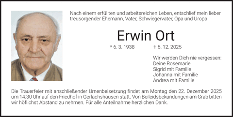 Nach einem erf&uuml;llten und arbeitsreichen Leben