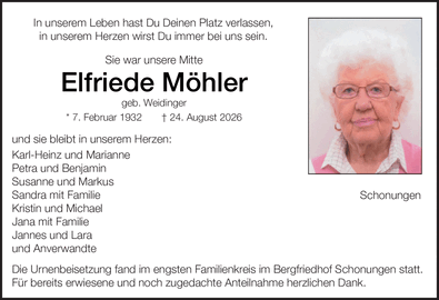 In unserem Leben hast Du Deinen Platz verlassen