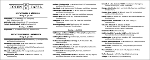BESTATTUNGEN IN W&Uuml;RZBURG Montag