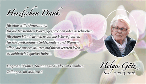Herzlichen Dank f&uuml;r eine stille Umarmung