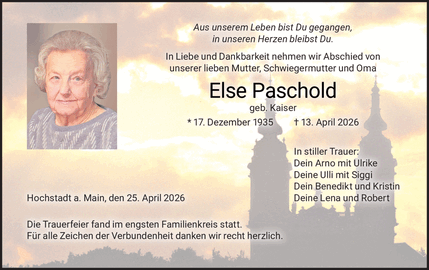 Aus unserem Leben bist Du gegangen