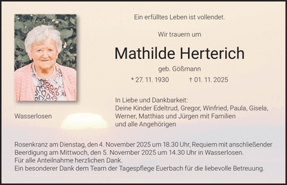 Ein erfülltes Leben ist vollendet