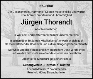 NACHRUF Der Gesangverein ,