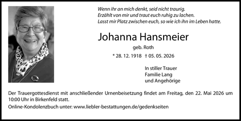 Wenn ihr an mich denkt