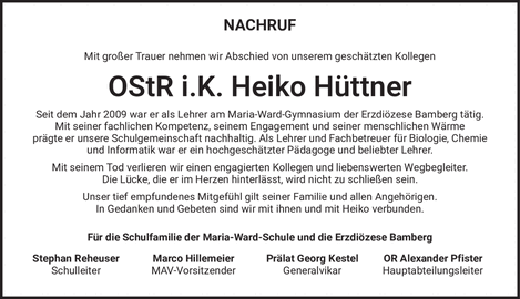 NACHRUF Mit gro&szlig;er Trauer nehmen wir Abschied von unserem gesch&auml;tzten Kollegen